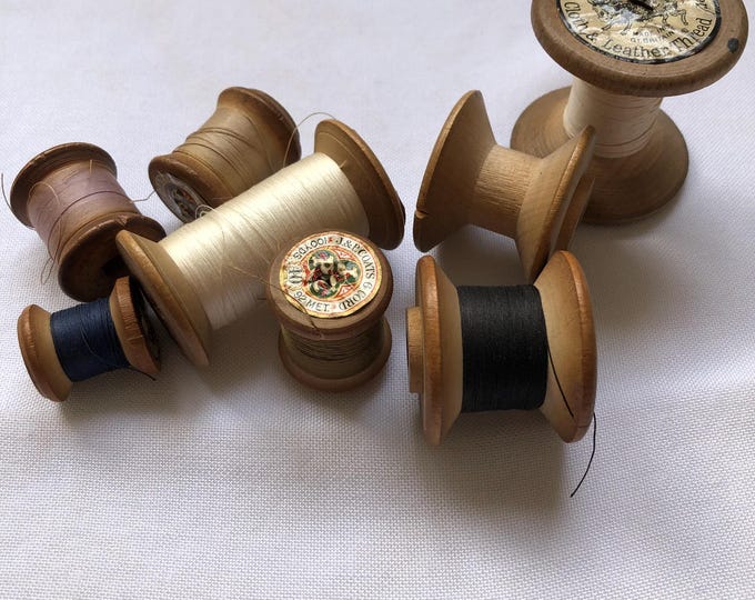Vintage wooden cotton reels x 8