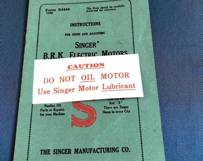 Singer sewing machine BRK Electric Motor Manual