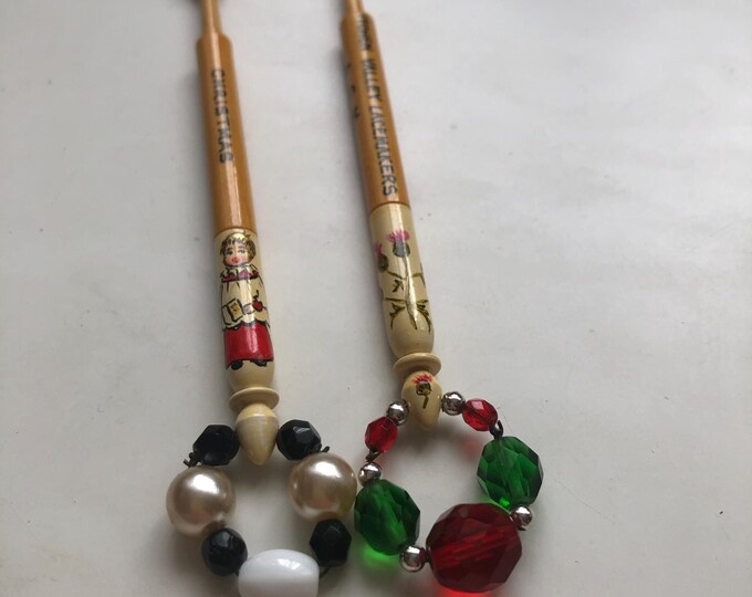 lacemaking bobbins, wooden, vintage
