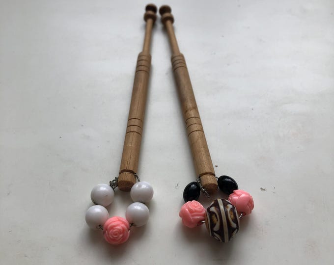 lacemaking bobbins, wooden, vintage