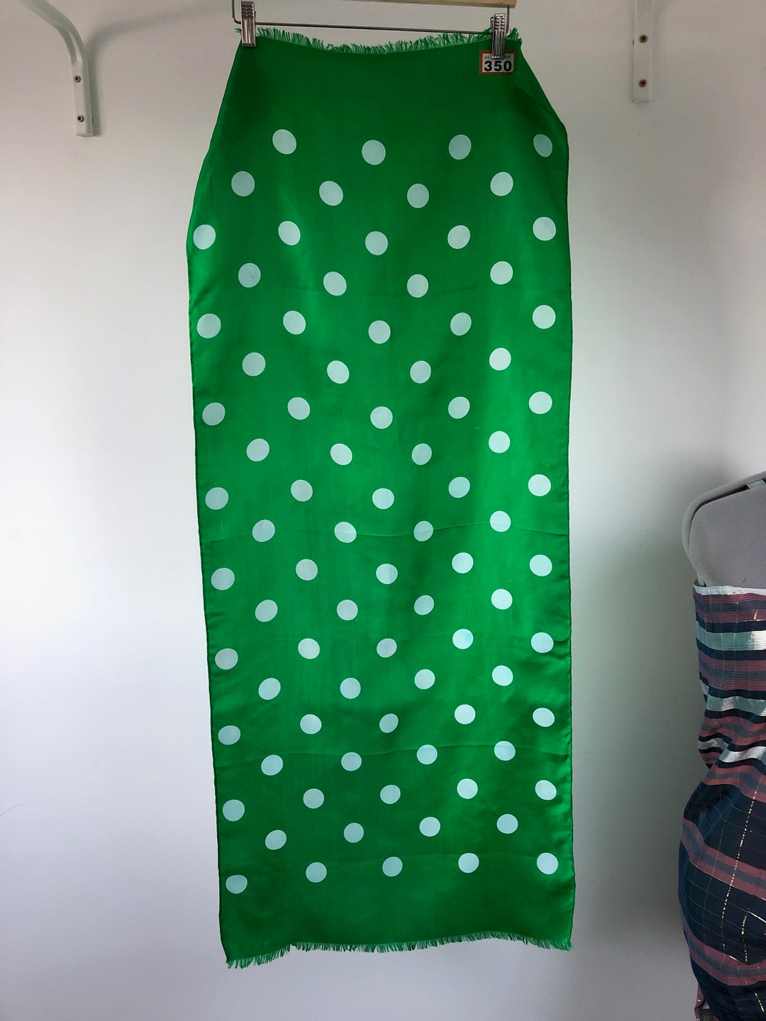 Vintage Green Head Scarf With White Spots Etsy UK