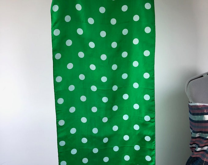Vintage green head scarf, with white spots
