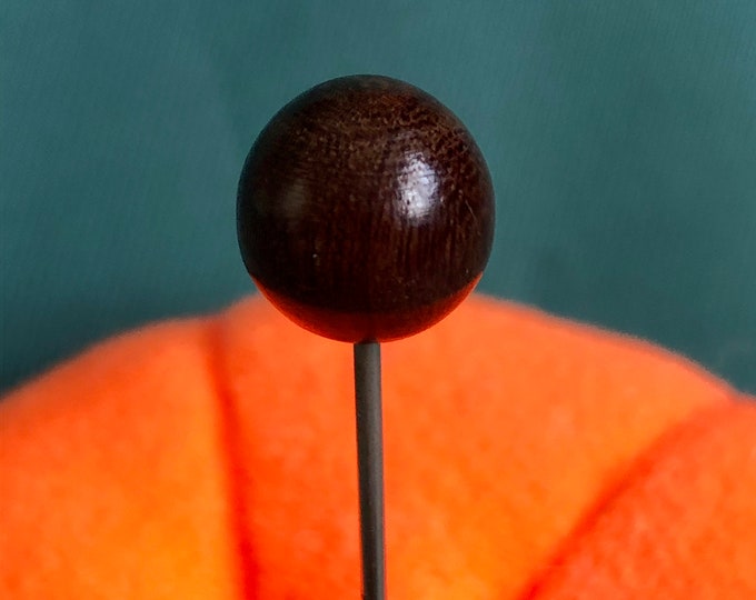 Vintage hat pin, dark  wood Beaded lacemaking dividers