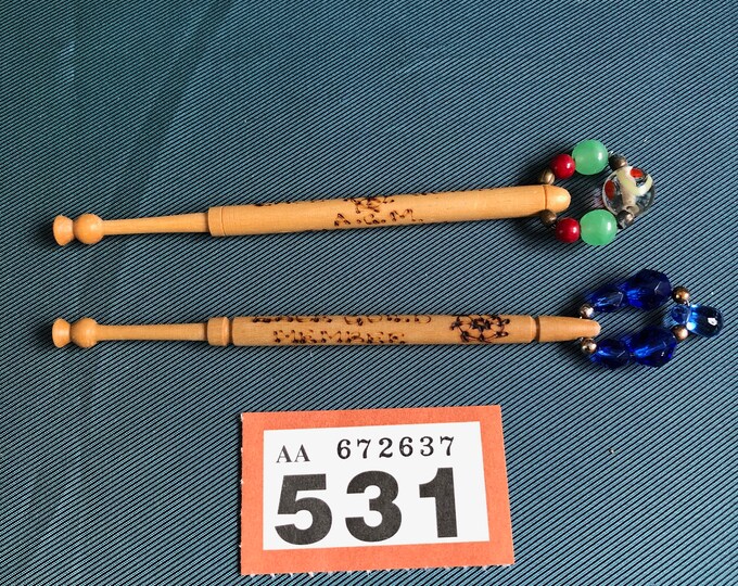 wooden lacemaking bobbins