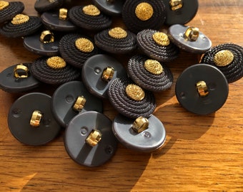 Buttons, Vintage Dark blue coloured fashion button with gold coloured middle