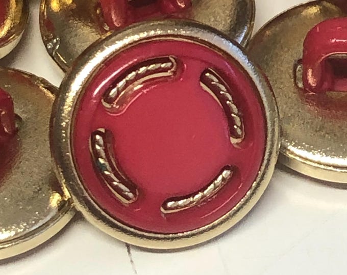 Bright Red and Gold vintage fashion buttons, sewing, knitting, crafting