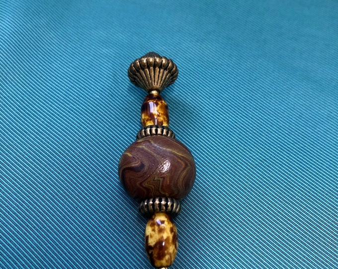 Vintage hat pin, Beaded lacemaking divider