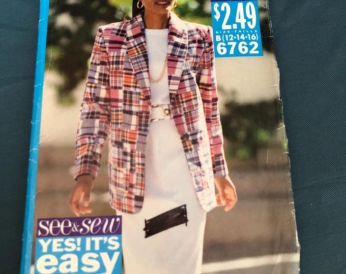 Ladies vintage Jacket, top and skirt paper Sewing Pattern, Factory Folded, Butterick 6762