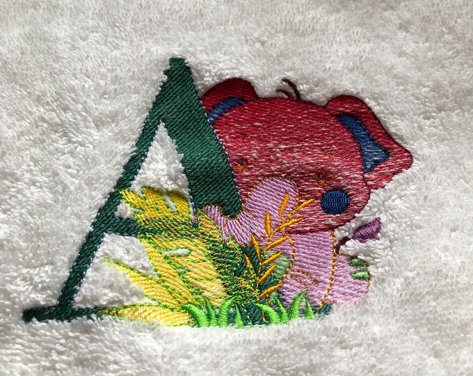 children's initial embroidered hand towel