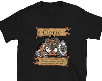Cleric Short-Sleeve Unisex T-Shirt, Cleric Dungeons & Dragons, Pathfinder, class inspired, t-shirt
