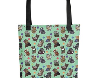 D&D cats class inspired tote bag. includes cats from different classes of popular RPG games. Perfect gift for