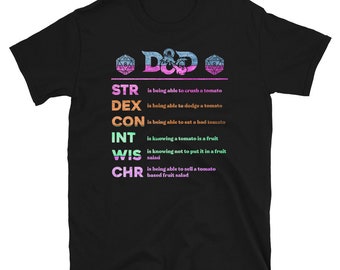 Dnd shirt- str, dex, con, int, wis, chr- definition shirt- great dm design for playing a good game of roleplaying dungeons and dragons