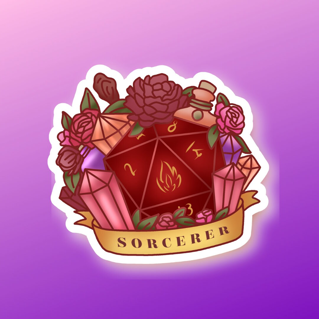 Dnd Sorcerer Class D20 Sticker Cute Geek Designs for People Etsy