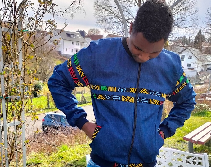 African Print Bomber Jacket / Denim Jacket/ Unisex High quality jacket  /streetwear / festival jacket/ African Jacket/African  unisex Jacket