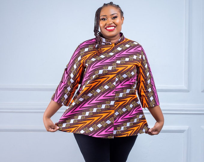 African Print Blouse , African Clothing Women Plus Size, African Tops for Women, African blouse, Ankara Tops for Women, Kitenge Shirt