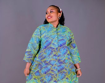 African Clothing for Women Plus Size, African Print Dress,  Africa dress, Africa Shirt Dress, Ankara dress, blouse dress, dress with pockets