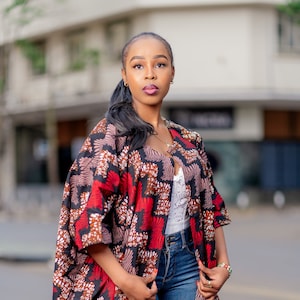 Kimono jacket best sale with ankara