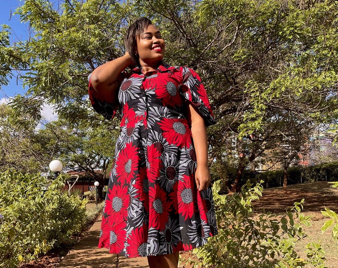 African  Dress,  African Clothing for Women Plus Size, Africa dress, Africa Shirt Dress, Ankara dress, blouse dress, dress with pockets,