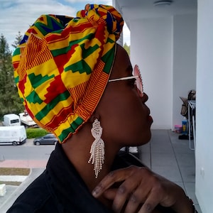 African Print headwrap, Satin lined headwrap, Lightweight, African print turban,  hair protective style head covering, gift for her