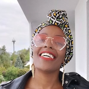 African Print headwrap, Pretied satin lined headwrap, Lightweight, African print turban, chemo headwrap, alopecia headwrap, gift for her