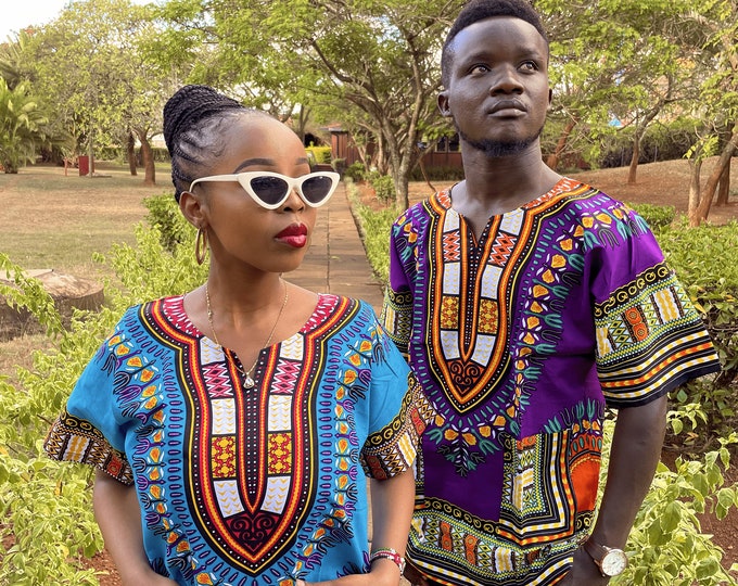 Matching African Couple outfits, African Couple Clothing, African Shirt for Men, African Shirt for Women