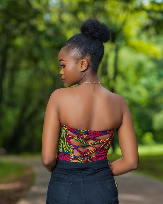 Buy African Print Top, Two-piece Corset Top Bustier Corset Inspired Bustier  With Pleated Belt Ankara Blouse Online in India 