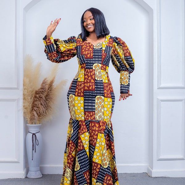 Afrikanisches Kleid, Kleid mit afrikanischem Druck, afrikanische Kleidung für Frauen, Ankara-Kleid, afrikanisches Kleid für Plus Size, afrikanisches Kleidkleid