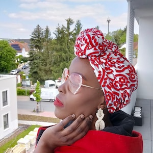 African print HEADWRAP with satin lining, Pre Tied,  Chemo Headwrap, African print turban, Afro curly hair protective style head covering