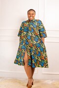 Africa Print Dress, Shirt dress, Ankara Dress for Women, Blouse dress, Kitenge dress, Kente Dress, midi dress, plus size  dress product logo