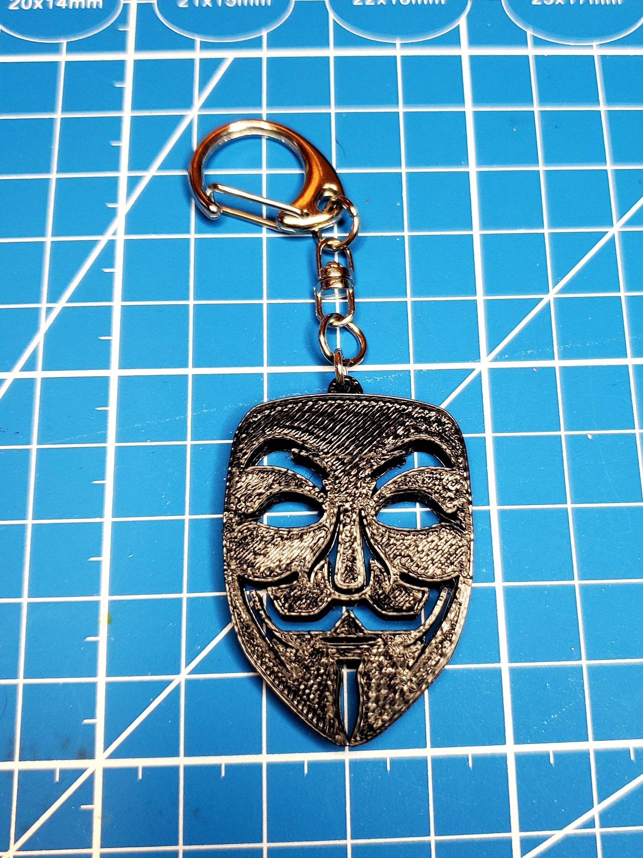 3D Printed Black Guy Fawkes Mask Anonymous Keychain Etsy