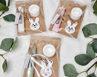 Ostern to go: Kleine Osterüberraschung im Set mit Stabkerze und Kerzenhalter – Originelles Mitbringsel für Frohe Ostern