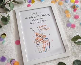 Geldgeschenkkarte zum Geburtstag: Happy Birthday Muffin mit Kerzen – Originelles Geburtstagsset & Mitbringsel als Gutscheinverpackung