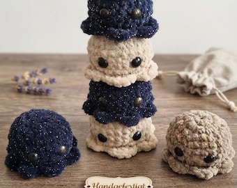 Gehäkelter Oktopus mit Glitzer | Kuscheliger Amigurumi Oktopus | Süßes Geschenk & Glücksbringer