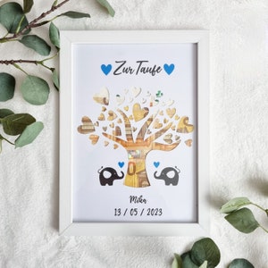 Cash gift card | Tree | for baptism | Print without frame | Baby | Gift | Money | Souvenir |