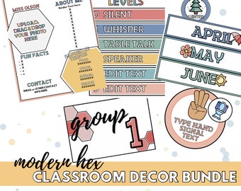 Classroom Decor Bundle | Modern Hex Design for School Class or Homeschool Rooms | Printable Instant Download PDF