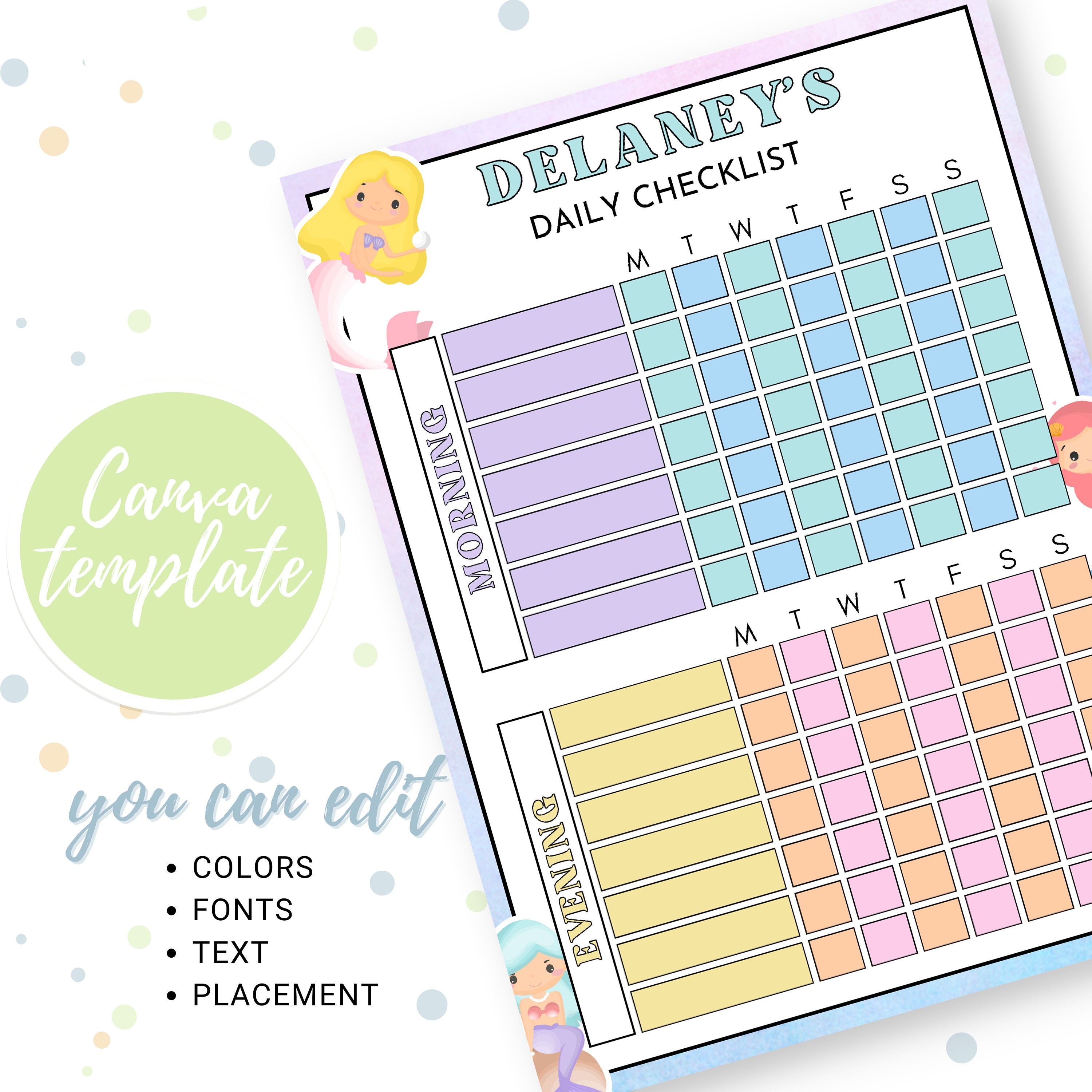 Daily Checklist for Kids, Printable Routine Chart, Child’s ...