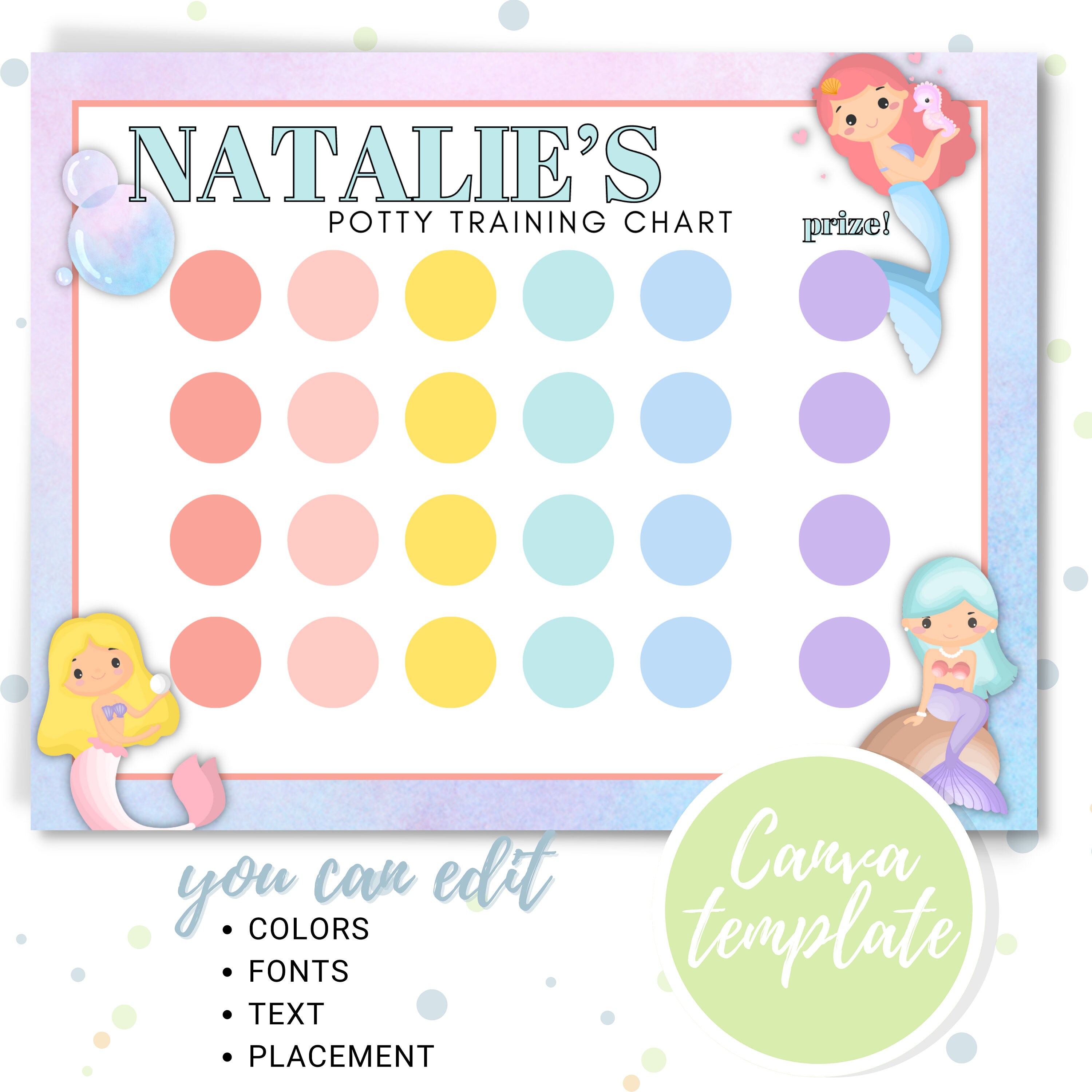 Potty Chart Rotation Printable Potty Chart, Potty Training Chart, Potty Reward Chart, Potty ...