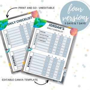Daily Checklist for Kids, Printable Routine Chart, Child’s Responsibility Chart, Sticker Chart, Instant Download PDF