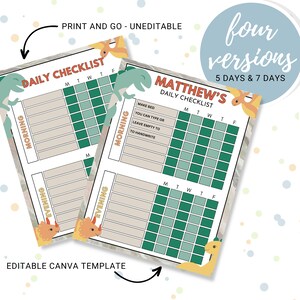 Daily Checklist for Kids, Printable Routine Chart, Child’s Responsibility Chart, Sticker Chart, Instant Download PDF