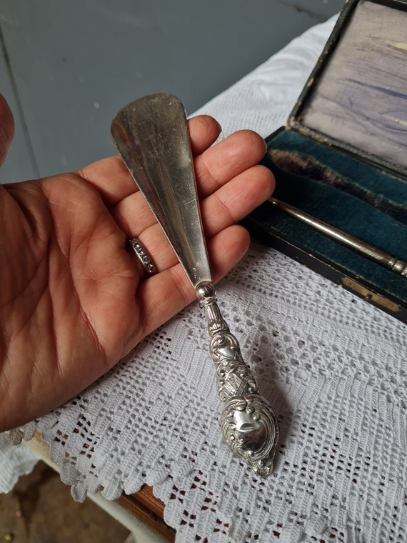 Antique Edwardian Shoe Horn & Button Hook With St… - image 3