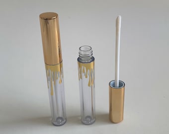 Empty 4ml Gold Drip Lipgloss Tube, Luxury Gold Lipgloss Bottles, Bulk Lipgloss Containers, Wholesale Lipgloss Business, Gold Lipgloss Tubes