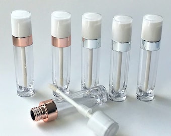 50pcs Whole Sale 5ml Empty Lipgloss Tube White Cap, Silver Empty Lipgloss Wand, Empty Lipgloss Bottle Lipgloss Packaging