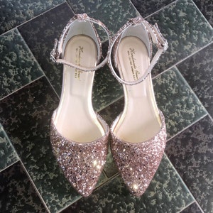 Rose Gold Rock Glitter Block Heel With 