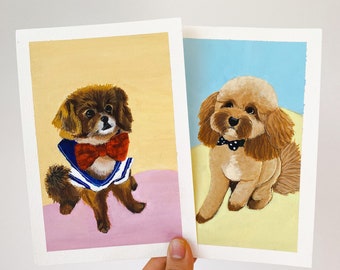 Custom Pet Portrait / Personalised Gifts / Original Gouache Artwork / Watercolour Painting from Photo / Pet illustration / Digital file