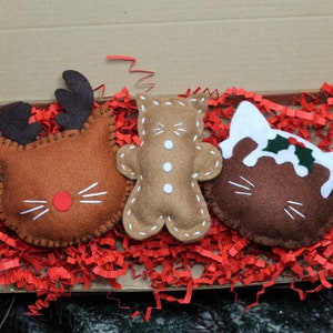 Lot de trios de jouets Whiskered Wonderland cataire, cadeau de Noël pour les amoureux des chats, cadeau végétalien fait main