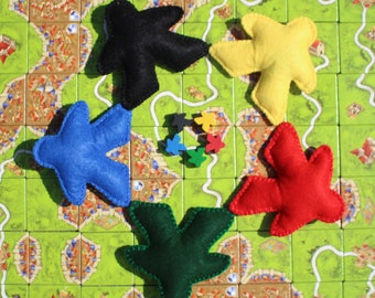 Meeple Catnip Cat Toy - Bundle of 5 Toys - Board Game Piece - Choice of Colours - Handmade & Vegan