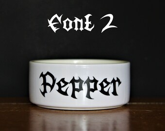 Gothic Personalised Pet Bowls, Eco Vinyl Cat & Dog Bowls, Alternative Halloween Goth, PVC Free, 3 Sizes Available