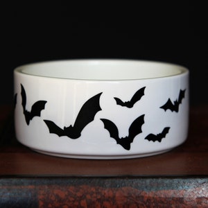Black Bats Design Personalised Pet Bowls, Cat & Dog Food Bowls, Alternative Gothic Halloween, 3 Sizes Available