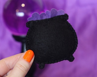 Magical Cauldron Catnip Cat Toy, Witch Cat Toy, Gothic,  Handmade and Vegan, Purple and Black