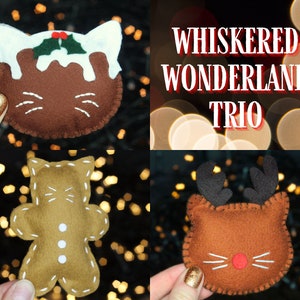 Lot de trios de jouets Whiskered Wonderland cataire, cadeau de Noël pour les amoureux des chats, cadeau végétalien fait main pour chatons